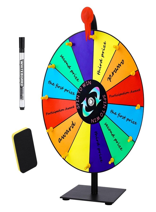 Seqiuay Prize Wheel Spinner with Stand, 12 Inch Spinning Wheel Featuring 12 Prize Slots, Colorful Prize Spin Wheel Perfect for Carnivals, Home Parties, Trade Shows and Lucky Draw - Image 1